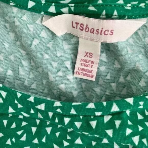 Long Tall Sally Women's Short Sleeve with Triangle Design Green Shirt, Size XS - Picture 3 of 5